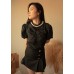 Button Half Pleated Skirt